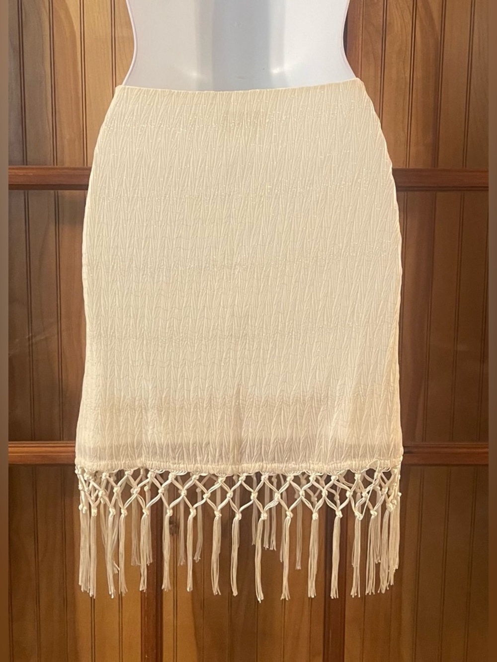 Vici Cream Two-Piece Skirt Set with Fringe - Picture 8 of 9